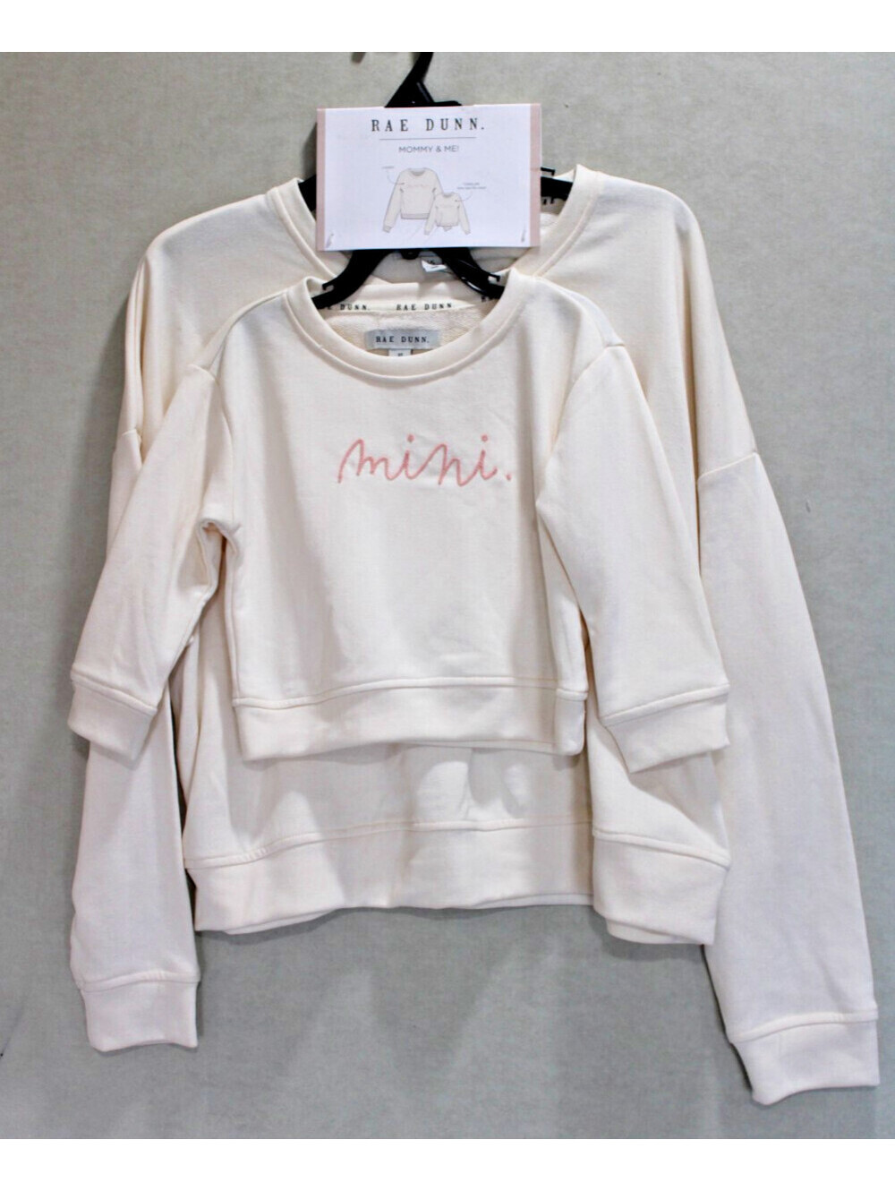NWT Rae Dunn Mommy & Me Matching Sweatshirts Women's Sz L Toddler 3T Cream MR$96